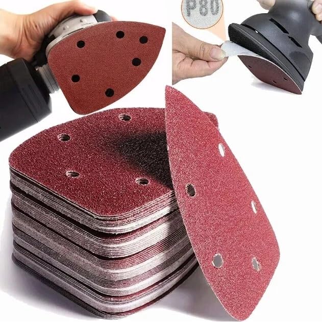 blueZone 80 Pieces Sanding Pads, Mouse Sander Pads Mouse Detail Sander Sheets Sandpaper Sanding Paper, Multi Tool Sanding Pads, Hook and Loop Assorted 40/80 / 120/240 Grits, Wood, Metal, Plastic