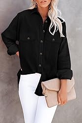 ZOLUCKY Shacket Jacket for Women Corduroy Button