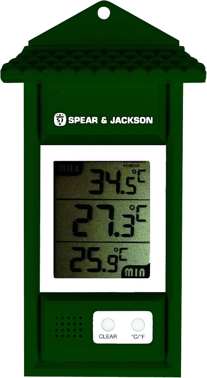 Spear & Jackson 53106 Min/Max Digital Thermometer, Green, Thermomètre mini maxi digital Vert