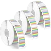 D30 Label Tape, 3 Rolls Label Print Paper, 12mm x 40mm 480Pcs Self-Adhesive Sticker Thermal Paper, Waterproof Label Maker Tape for Office Household Supplies(Holographic Silver)