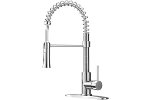KINGO HOME Brushed Nickel Kitchen Faucet with Sprayer, High Arc Single Handle Kitchen Sink Faucet One Hole Stainless Steel Kitchen Faucets for Farmhouse Camper Laundry Rv Bar Sink, Grifos De Cocina