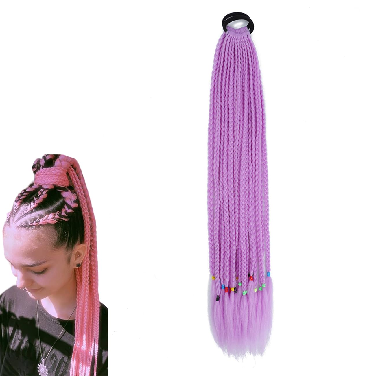 prinfantasy Curly Ponytail Long Wavy Hair Fashion Hair Accessorie Purple Hair Extensions, BZ154 โ image 1