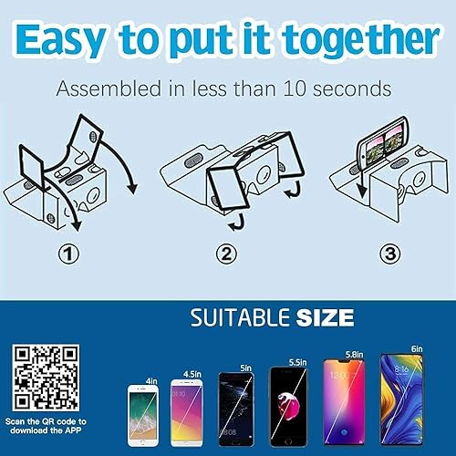 Google Cardboard,2 Pack VR Headsets 3D Box Virtual Reality Glasses