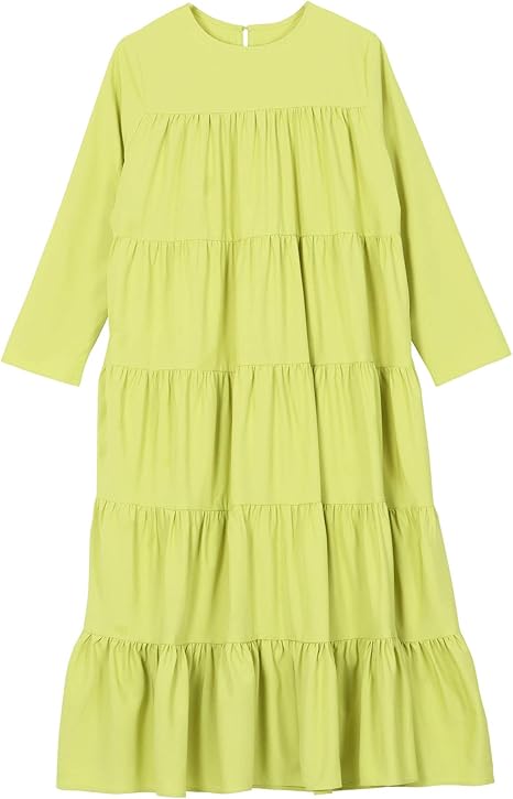 Amazon Co Jp 神戸レタス ティアードロングワンピース E2704 フリー ライム 服 ファッション小物