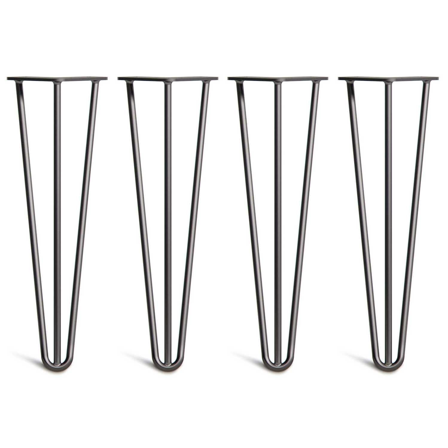 [HLC] 4 x Hairpin Table Legs – Superior Double Weld Steel Construction With Screws, Build Guide & Protector Feet Worth £8 Included! – 10mm Steel [16"/40cm,Black]