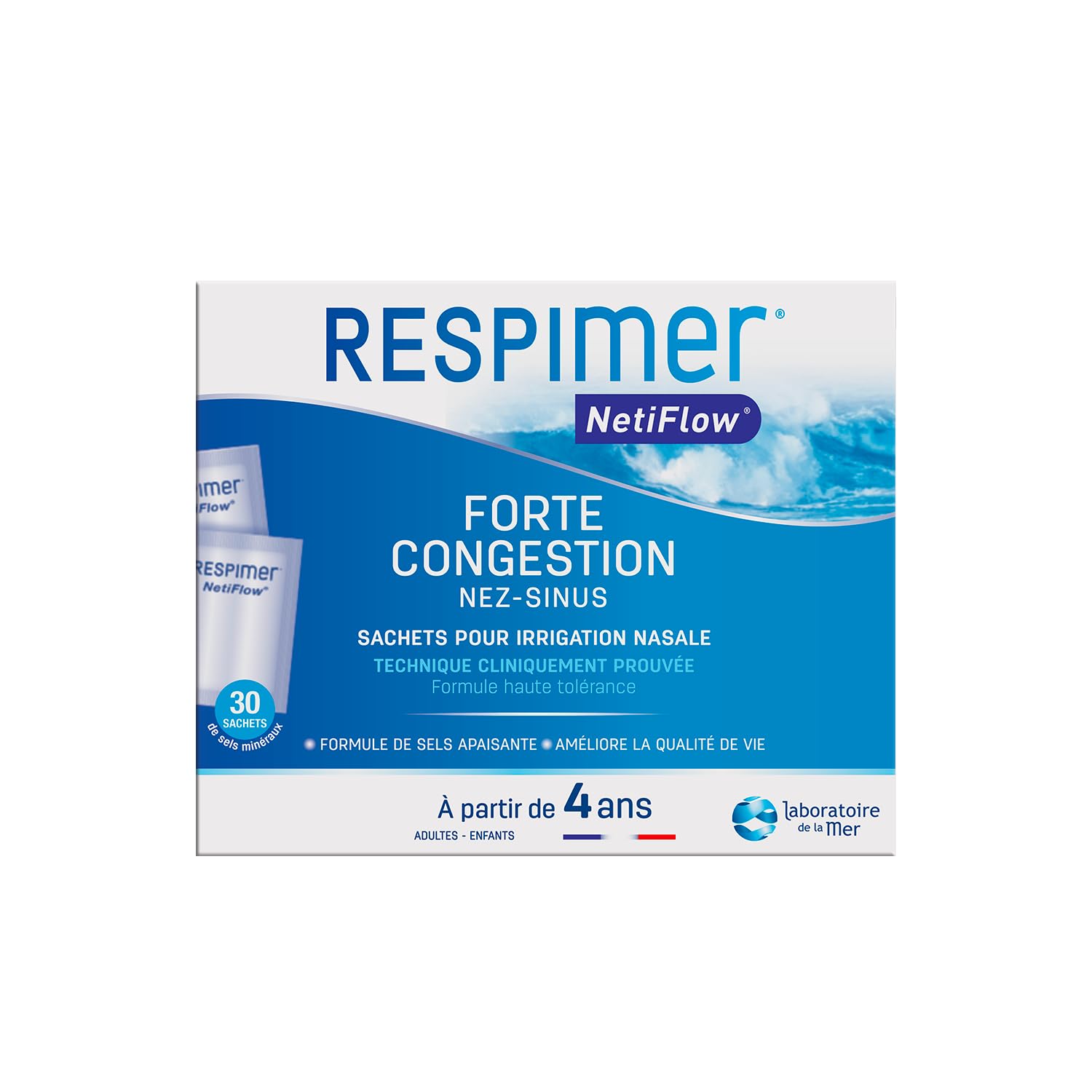 RESPIMER® NetiFlow® Refills 30 Sachets for Nasal Irrigation - Patented Formula and Made in France - Ages 4 and Above