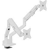Pixio PS1D Wave White Dual Monitor Arm Stand Desk Mount - Fits up to 32 inches Monitors and up to 19.8lbs. VESA Compatibility and Integrated Cable Management