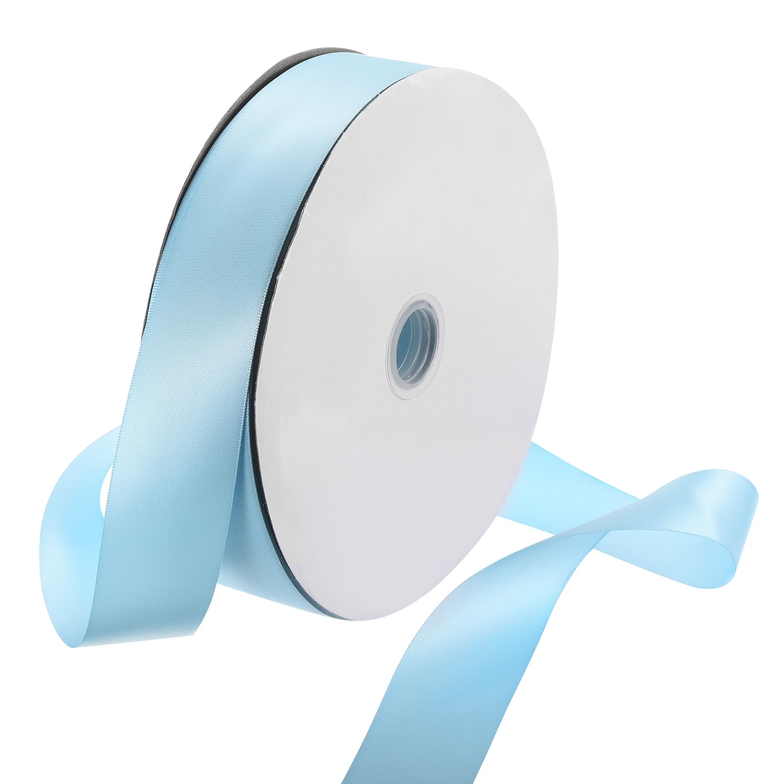 Rebower 38mm Satin Ribbon 91m Thick Double Face Grosgrain Silk Ribbon, [for Gift Wrapping, Hair Bows, Wedding, Cake, Flower] - 100 Yard/300ft/ Light Blue