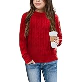 Girls' Sweaters Casual Long Sleeve Cable Knit Pullover Sweater Kids Fall Winter Crew Neck Jumper Top