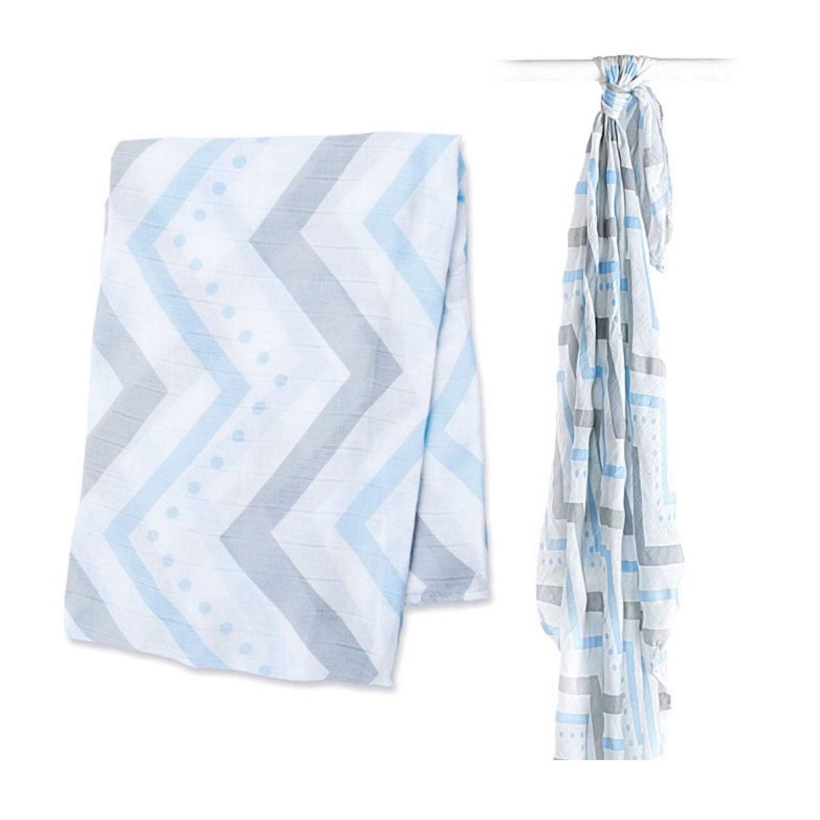 Lulujo Bamboo Swaddle Blanket (Blue Chevron)