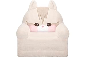 MONKISS Kids Couch, Comfy Toddler Chair, 2 in 1 Fold Out Kids Sofa to Lounger, Baby Sleeper Chair, Toddler Furniture, Birthday Gifts for Boys and Girls, 1~4 Years Old, Cute Cat