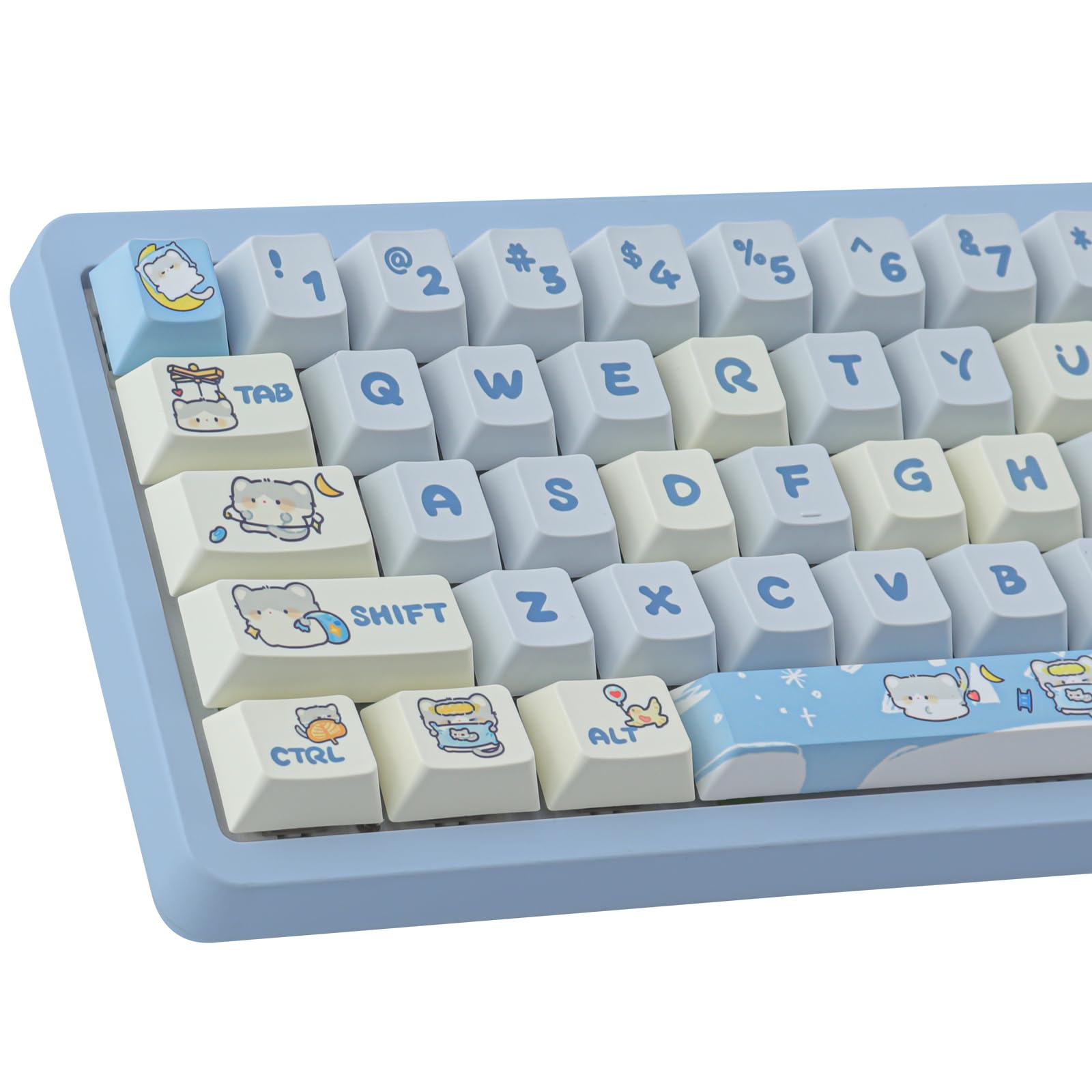 PBT Keycaps 147 Keys Daydream Cat Keycaps Set Custom Dye-Sublimation Keycaps Cherry Profile for US/ANSI Layout Cherry MX Switch Mechanical Keyboard