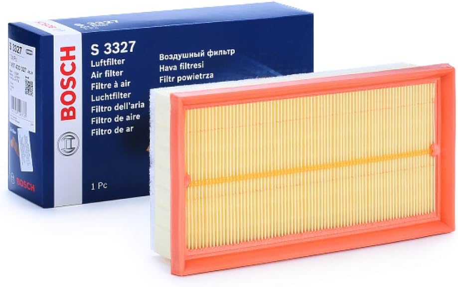 Bosch S3327 Car Air Filter - Separates Particles from the Air Intake - Moisture-resistant plus High Tensile Strength