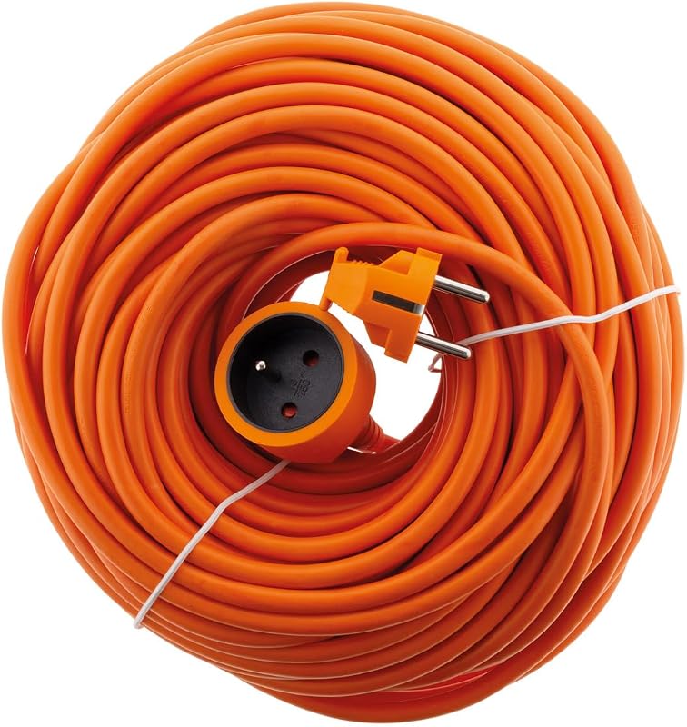 , Cabo de extensão flexível Schuko H05VVF 3G1,5 mm² 10 m Laranja, Cabo de extensão resistente à abrasão, revestimento em PVC, Uso Privado e Comercial, Cumpre as Normas Europeias