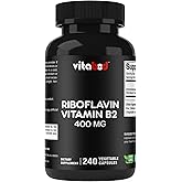 Vitabod Vitamin B2 (Riboflavin) 400 mg 240 Vegetarian Capsules - Support Cellular Energy and Red Blood Cell Production