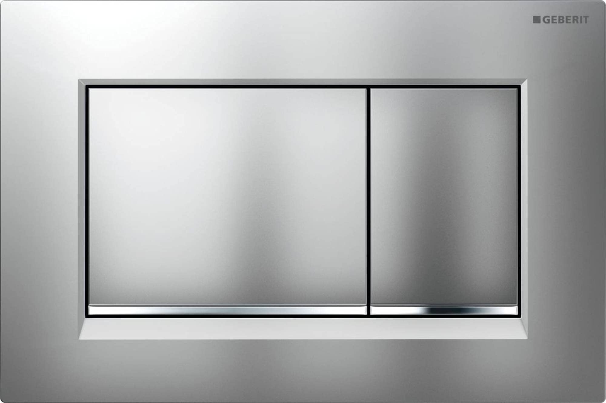 Geberit 115.883.JQ.1 Sigma30 Push Button, Double Discharge: Matte Lacquered, Easy to Clean Coating, Glossy Chrome, Chrome, 24.6 x 16.5 x 1.2 cm