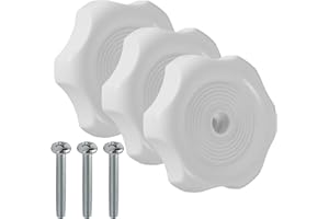 Aussio (3-Pack, White 1" Shaft RV Window and Vent Knob Interior Hardware Camper Windows Replacement Trailer Knobs RV Window Latch Knob 2-1/4 Inch Diameter Plastic Windows Knobs