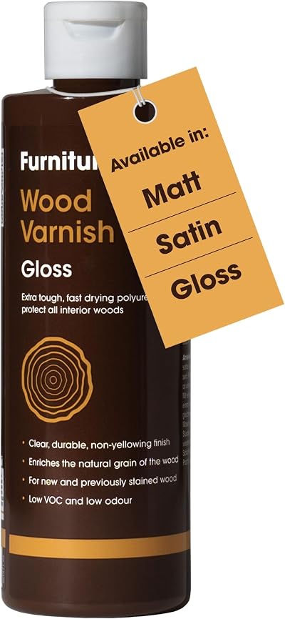 Furniture Clinic Wood Varnish 500ml Clear Gloss Water-Based Fast Drying