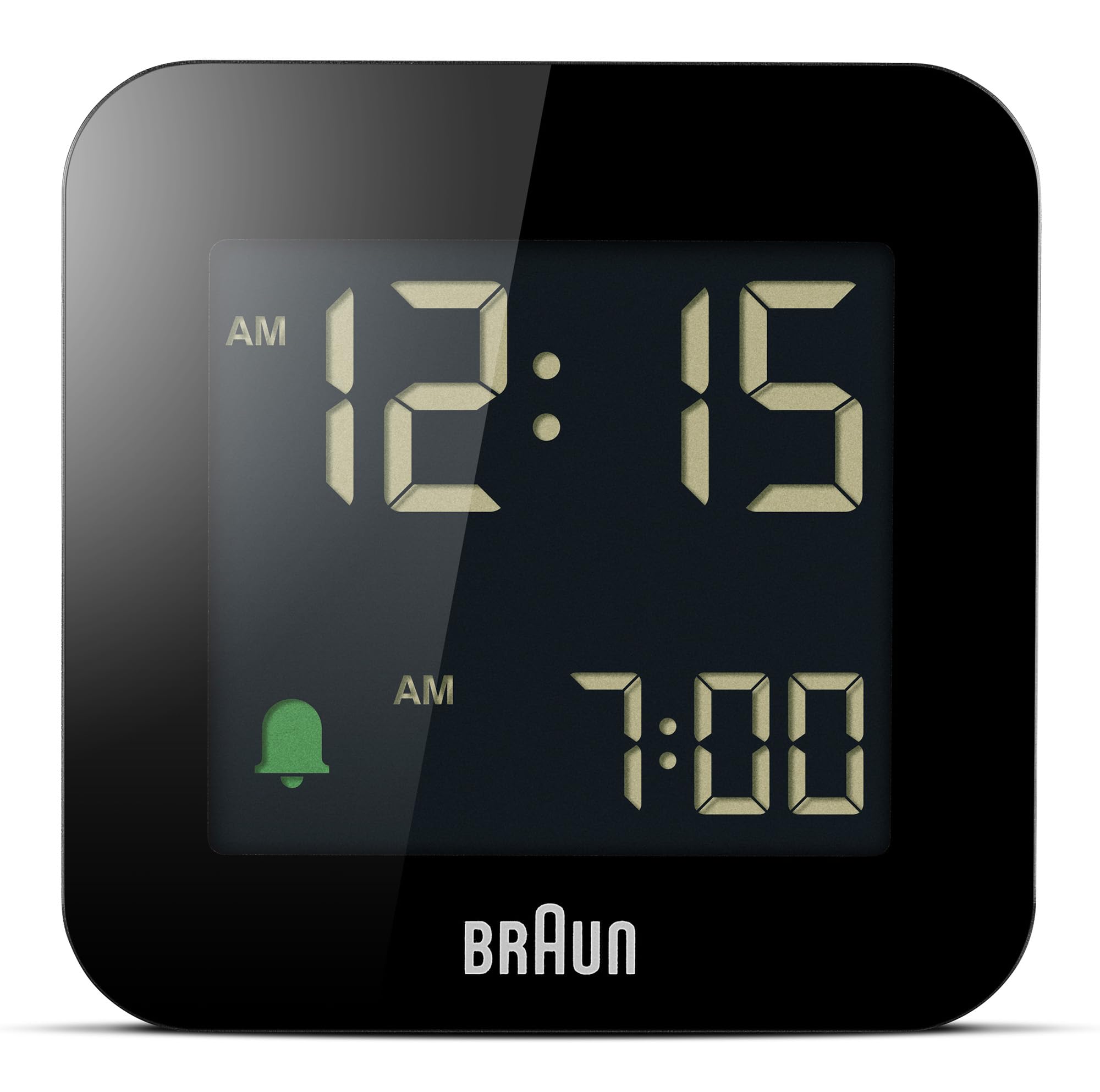 Braun Digital Travel Alarm Clock with Snooze, Compact Size, Negative LCD Display, Quick Set, Crescendo Beep Alarm in Black, model BC08B (2Pack)