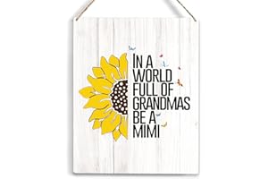 YCYD Mimi Wooden Hanging Sign - Unique Sunflower Decor, Birthday Gifts for Grandma & Grandkids, 8 x 10 Inches