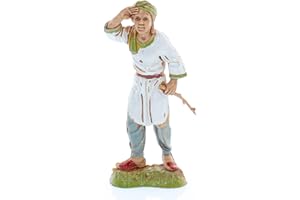 Moranduzzo Arab Shepherd Looking Out for Nativity Scene 4 Inch Scale 1:20 – Height 3.38 in – Resin Figure, Hand-Painted, Sculptor Martino Landi