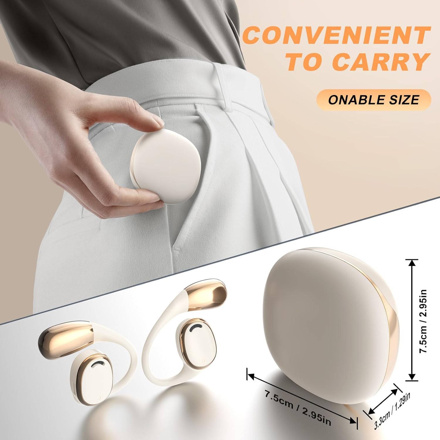 Translation Earbuds Real Time, Ai Translator Earbuds, Earpiece Earbud Translator, Language Translating Earbuds Translation Wireless Bluetooth Earphones Translation Headphones With Program (M70 Beige)