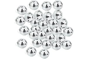 Changyeah Mirror Disco Ball,30 Pcs Small Mirror Disco Ball 3cm Diameter,Mini Disco Ball Hanging Mirror Disco Balls,Christmas 