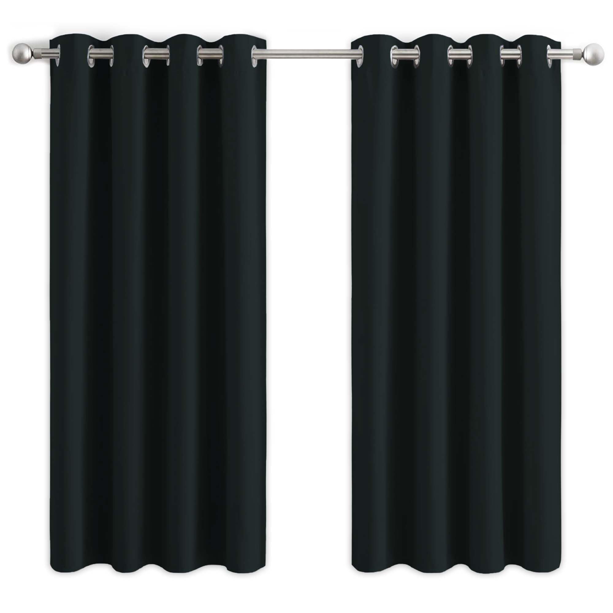 Aspire Homeware Blackout Curtains Eyelet Black Curtains for Bedroom - Readymade Window Treatments Pair of Thermal Ring Top 46 x 54 inch Drop Living Room Curtain with Tiebacks 2 Panels โ image 1
