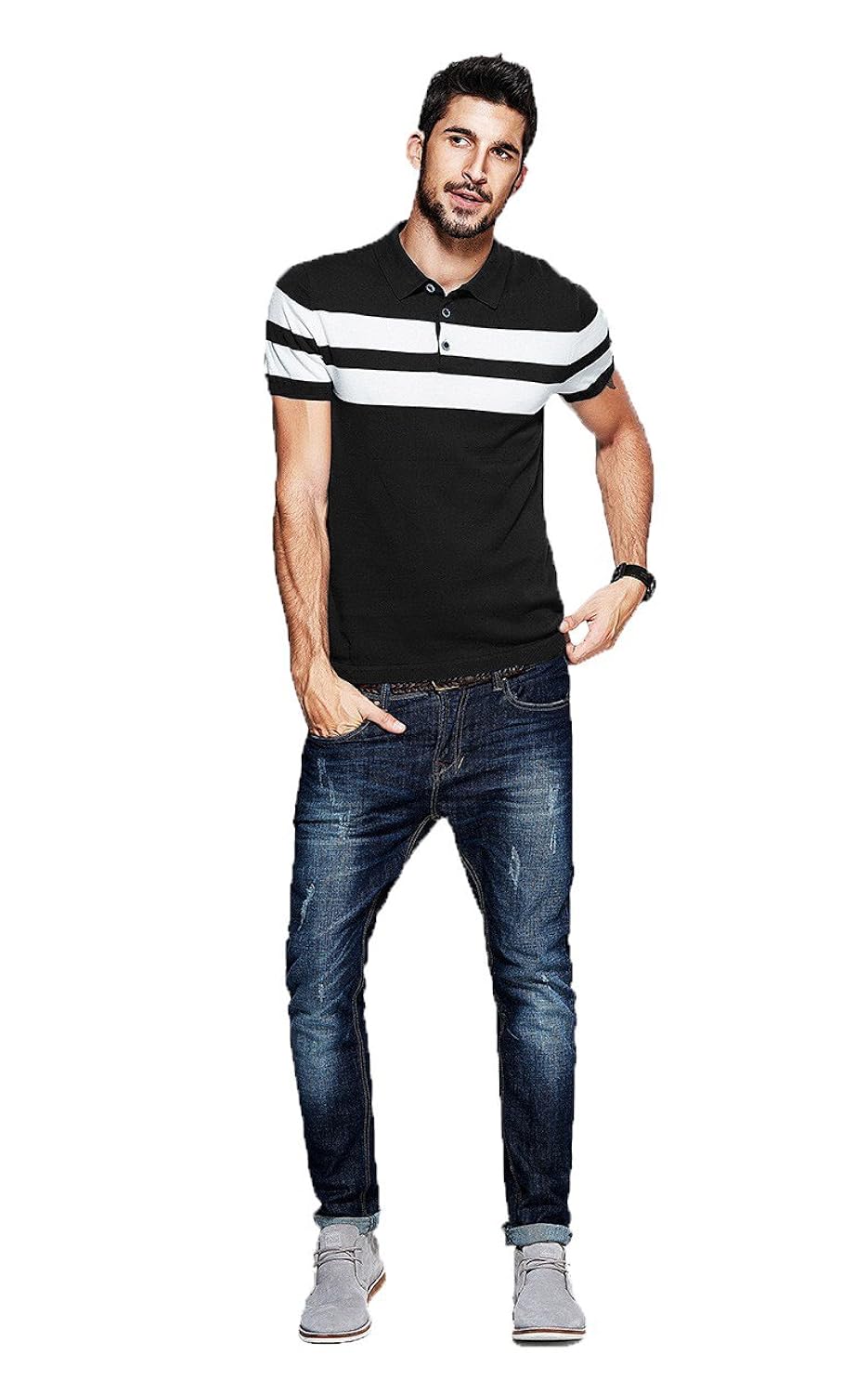 fanideaz men's striped regular fit polo