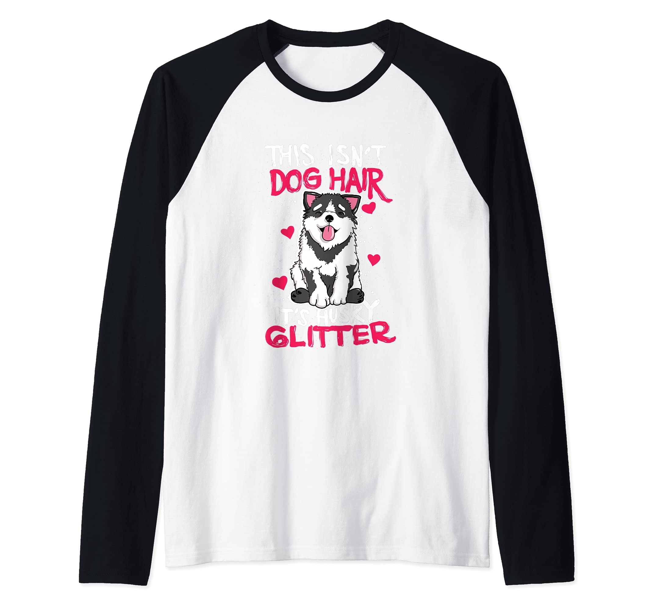 Siberian Husky Dog Hair Raglan Baseball Tee