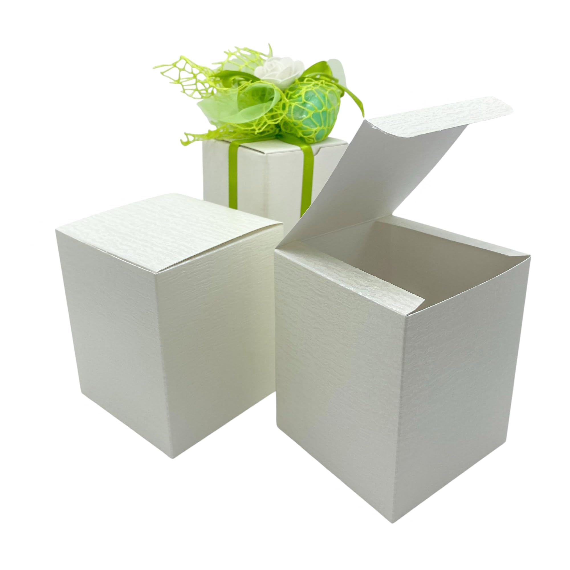 Doni Bomboniere Pack of 10 Cardboard Boxes for Party Favors Folding Large Small DIY Packaging for Weddings, Baptisms, Communions, Confirmations, Ivory Economic (10 x 10 x 10 cm - Ivory)