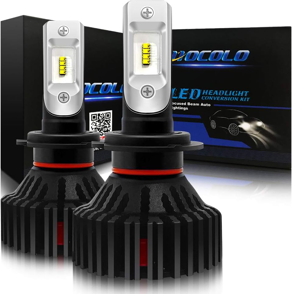 HOCOLO H7-LED Headlight Bulbs 8,000 Lumens Extremely Bright All-in-One Conversion Kit 6000K Cool White -(T8 Type-8000Lumen/Set White 6500K, HOCOLO_H7_Fog/Low Beam)