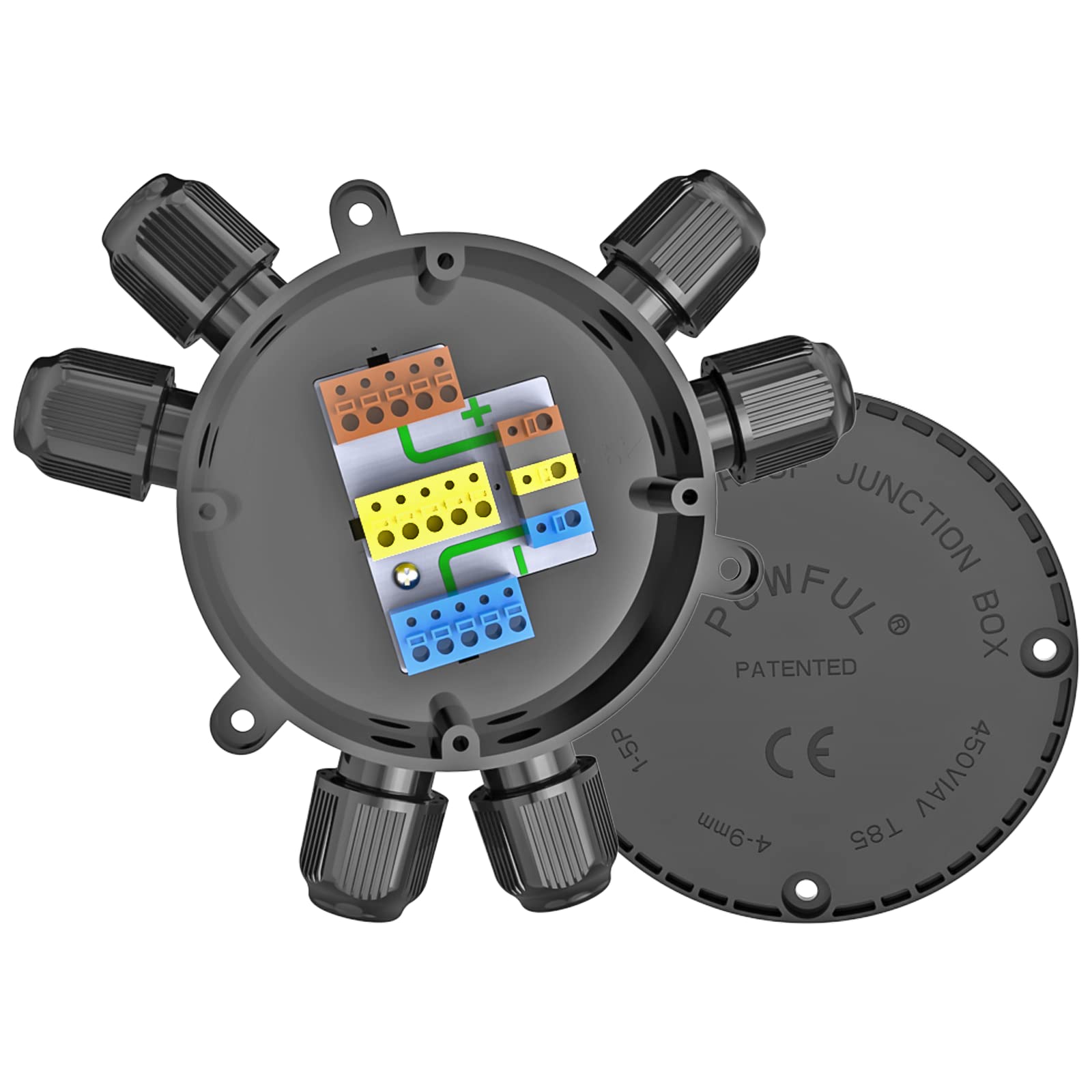 Junction Box Outdoor Waterproof Junction Box Powful Junction Box Wire Core Diameter 0.6-2 mm 32A Cable Diameter 4 mm-9 mm 2-6 Way Large Space Quick Installation without Tools