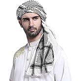 PURFUN Men's Large Arab Shemagh Headscarf Muslim Headcover Shawl Keffiyeh Arabic Scarf