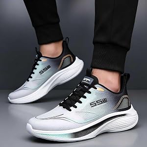 Men's Lightweight Breathable Running Shoes - Lace-Up Athletic Sneakers, Comfortable Casual Sports Footwear
