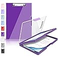 Sooez Clipboard with Storage, Heavy Duty Cleaview Clip Boards 8.5x11 with Dual Storage, Dry Erase Plastic Nursing Clipboard, High Capacity Clipboards Folder for Teacher Nurse, School & Office Supplies