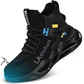 LAoutun Steel Toe Shoes for Men Work Shoes Safety Sneakers Comfortable Lightweight Puncture Proof Slip on Indestructible Construction Work Shoes