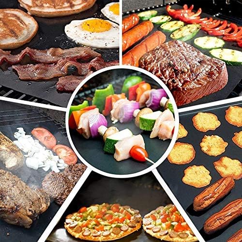 Tapis de Cuisson Barbecue, Set de 6 Feuille de Cuisson pour Barbecue et Four - 40*33 cm Anti-adhérent de BBQ et Feuilles de Cuisson réutilisable pour les barbecue à gaz, Charbon ou électriques