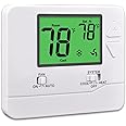 Suuwer Non-Programmable Thermostat for House, Digital Energy-Saving Home Thermostats, up to 1 Heat/1 Cool Single-Stage Systems (Green Backlight)