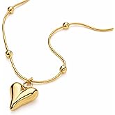 Heart Necklace | Waterproof 18k Gold Plated Heart Necklaces for Women | Silver Heart Necklace | Non Tarnish, PVD coated | Jewelry for Women | Gold Heart Pendant | Everyday Necklace