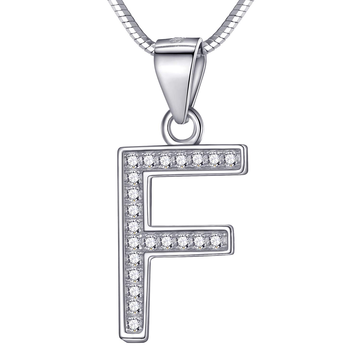 Morella Women's Letter Necklace Necklace and Pendant Letter F - 925 Sterling Silver Rhodium Plated – 45 cm Long — image 1