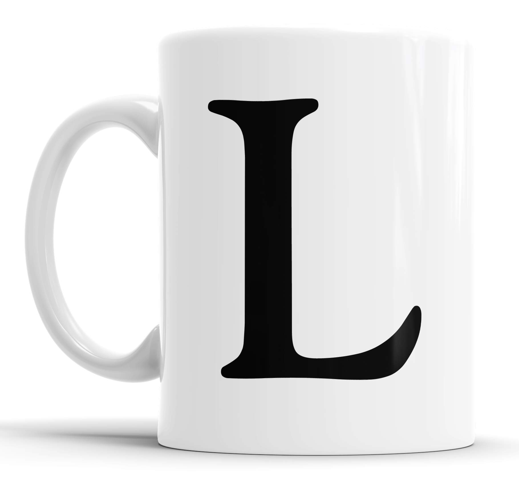 Faithful Prints Alphabet Mug Letter Mugs Initial Coffee Cup Birthday Fathers Day Gift (Letter L)