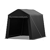 Real Relax Portable Storage Shed 6x8ft, Heavy Duty Outdoor Carport Canopy with Rolled up Zipper Door for Bikes, Motorcycles, Outdoor Tools