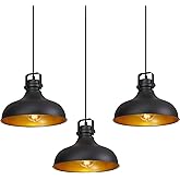 ALAISLYC Black Farmhouse Pendant Lights Matte Pendant Lighting for Kitchen Island Industrial Adjustable Height Vintage Dome H