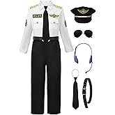 ReliBeauty Pilot Costume for Kids with Accessories Airline Captain pilot Costume Dress up Career Day
