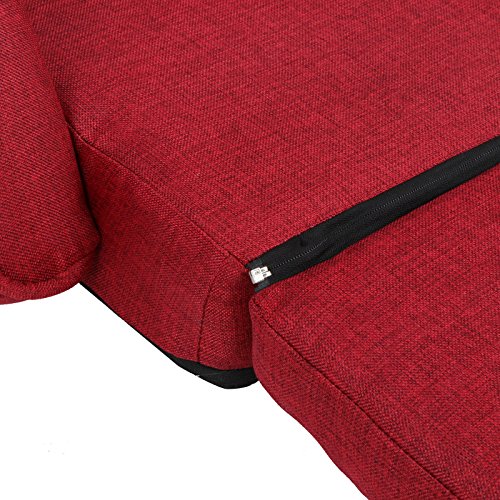 Red Adjustable Folding Lazy Sofa Floor Chair Sofa Lounger Bed w/ Armrests & Pillow For Leisure - Thumbnail 7