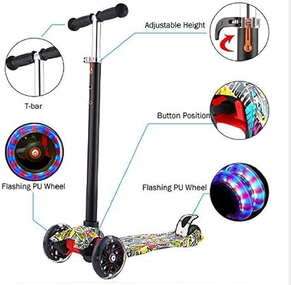Amazon.com: Savcoo - Patinete infantil para niñas, patinete para niños, patinete de 3 ruedas para niñas, scooters para niños de 8 años en adelante, patinete de patada, micro mini scooter, ruedas grandes