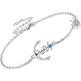 YAFEINI Anchor Bracelet Sterling Silver Anchor Wheel Pendant Nautical Jewelry Presents For Women