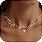 Fglqfam Initial Necklace for Women, Personalized A–Z Tiny Letter Pendant, 14K Gold Plated Name Choker, Cute Stackable Necklaces, Dainty Layered Jewelry Valentines Day Gift for Her