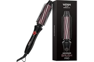 WEEYUM Brush Curling Irons for Short Hair 1 Inch Barrel, Dual Volatge Curling Iron with Brush for Travel, 3 Temperature Settings Curling Brush Iron with Ceramic Tourmaline